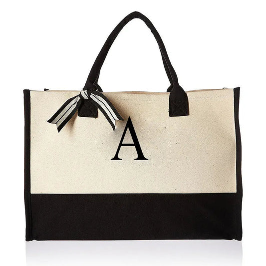 Large Capacity Canvas Letter Tote Bag - CarryWhiz